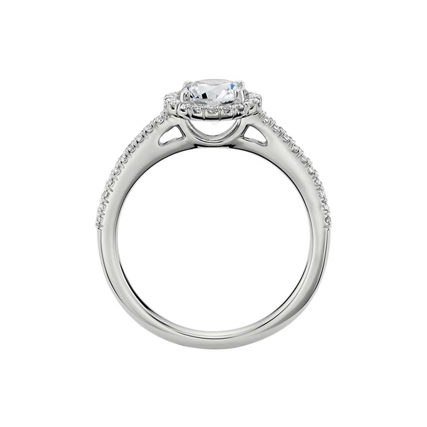 Classic Halo Diamond Engagement Ring in 18k White Gold