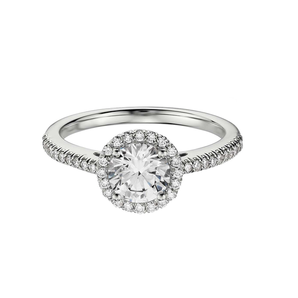 Classic Halo Diamond Engagement Ring in 18k White Gold