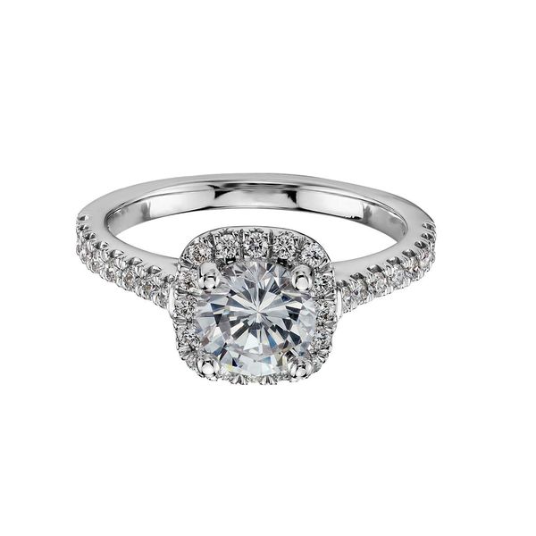 Cushion Halo Diamond Engagement Ring in 14k White Gold