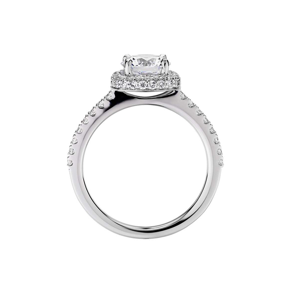 Cushion Rollover Diamond Halo Engagement Ring in 18k White