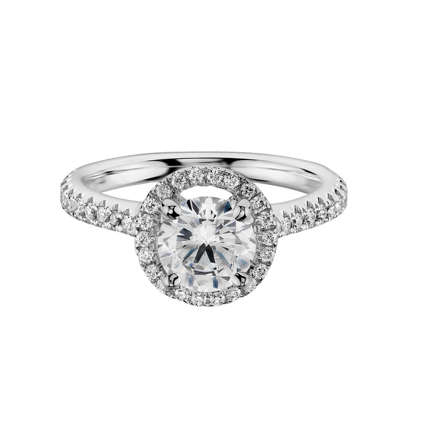 Floating Halo Diamond Engagement Ring in 18k White Gold