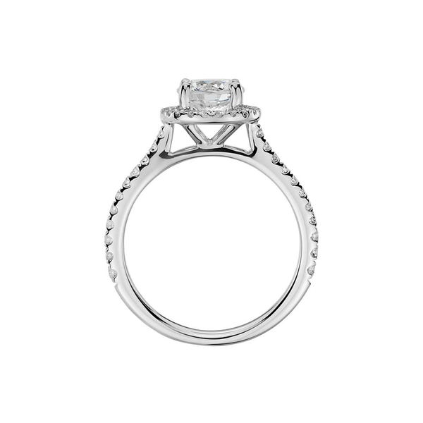 Floating Halo Diamond Engagement Ring in 18k White Gold