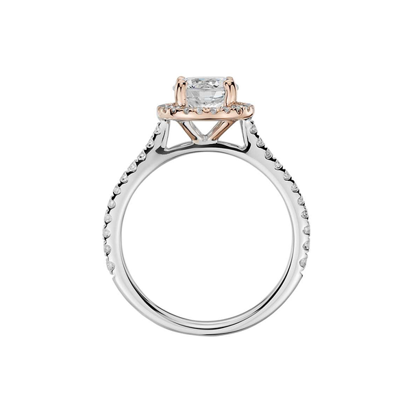 Floating Halo Diamond Engagement Ring in 18k White and Rose Gold