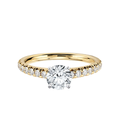 18k Yellow Gold French Pavé Diamond Engagement Ring