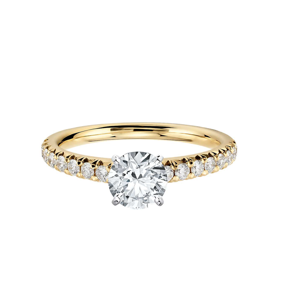 18k Yellow Gold French Pavé Diamond Engagement Ring