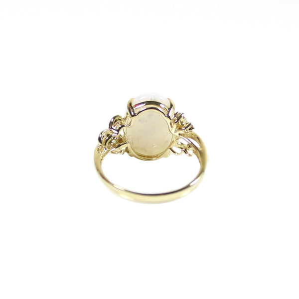 14k Yellow Gold Opal and Diamond Ring